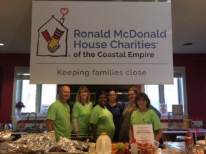 Georgia Heritage Federal Credit Union staff members participate in an Adopt-a-Meal Program at the Ronald McDonald House in Savannah. Shown here are Dale Taratuta (left), Kelley Hannegan, Chelse Cox, Penny McCafferty, Danae English, and Becky Orsi.